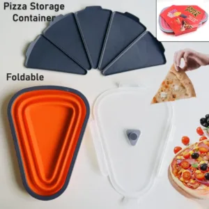 Reusable Pizza Storage Containers with 5 Microwavable Serving Trays, Silicone Container Expandable & Adjustable for Packing Pizza at home / outdoor