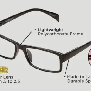 Rimless Auto Focus Reading Glasses for Men & Women with Blue Light Protection Adjustable Power +0.5 to +2.5 Magnifying Eyeglasses (Black)