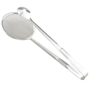2-in-1 Stainless Steel Fry Tool Filter Spoon Strainer with Clip - Oil Frying BBQ Filter Mesh Strainer