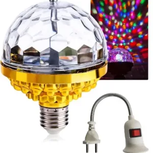 Colorful Disco Rotating Magic Ball LED Light Bulb with Sockets, Dazzling Crystal Disco Prom Stage Decor Light Bulb for Birthday Party Club Bar Halloween Christmas (Pack Of 1).