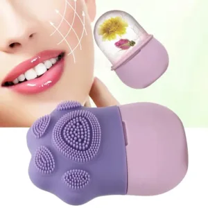 Silicone Face Ice Roller Mold Reusable Ice Cube Facial Massager with Non Slip Grip Base for Skin Care and Pain Relief