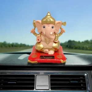 Decorative Medium Lord Ganesh Idol with Solar-Powered Base – Home & Office Decor – 1 Pc