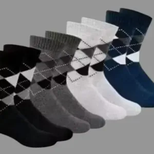 Men's Diamond Cut Cotton Crew Length Socks – Pack of 4 Pairs