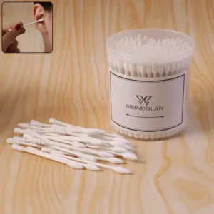 200 Pieces Cotton Ear Buds Set with Storage Jar – Soft Tip Cotton Swabs