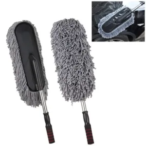 Car Duster with Long Retractable Handle | Soft Microfiber Cleaning Brush for Car Interior & Exterior | Non-Slip Multipurpose Vehicle Wash Duster for Cars, Bikes, Boats & Home Cleaning