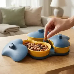 Multipurpose 3 Section Snack Serving Tray with Lid (1 Pc) ( default, OS )