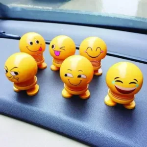Emoticon Figure Smiling Face Spring Doll Shaking Head Car Dashboard Decor (1 Pc) ( default, Standard )