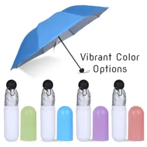 Capsule Shape Mini Folding Umbrella with Storage Case | Portable Pocket Umbrella | Waterproof Travel Umbrella for Men & Women ( default, OS )