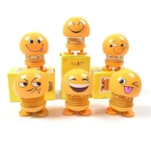 Emoticon Figure Smiling Face Spring Doll Shaking Head Car Dashboard Decor (1 Pc) ( default, Standard )
