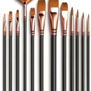 Professional Artist Paint Brush Set of 12 | Nylon Hair Round Pointed Tip Brushes for Acrylic, Watercolor & Oil Painting | Pack of 12 ( default, OS )