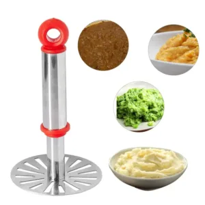 Pav Bhaji Masher with Plastic Handle | Stainless Steel Oval Potato & Vegetable Masher for Pav Bhaji, Aloo & Kitchen Cooking | Heavy Duty Hand Press Smasher (1 Piece, Multicolor)