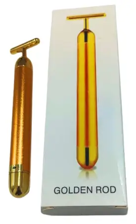 cLTLw9Fy9ODi9wOe7cLH73rkiLz0LCIlr1pjwLbk.webp 24K Golden Beauty Bar Facial Massager | Golden Rod T-Shaped Electric Face Massager for Face, Neck & Skin Care ( default, Standard )