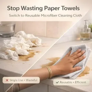 Microfiber Cleaning Cloth Roll – 20 Reusable Tear-Away Towels | Washable Multipurpose Cleaning Wipes for Kitchen, Car, Home & Office | 25 x 25 cm ( default, OS )