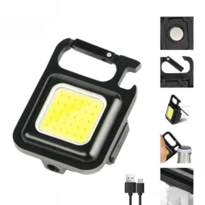 Rechargeable Mini Keychain Flashlight with 4 Light Modes | Portable Pocket LED Torch with Magnet Base, Folding Stand & Bottle Opener | Ultra-Light Emergency Light for Camping, Walking, Hiking & Outdoor Use