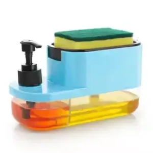 3 in 1 Soap Pump Dispenser with Sponge Holder | Kitchen Dishwashing Liquid Dispenser | Sink Organizer for Kitchen & Bathroom | Pack of 1 ( default, OS )