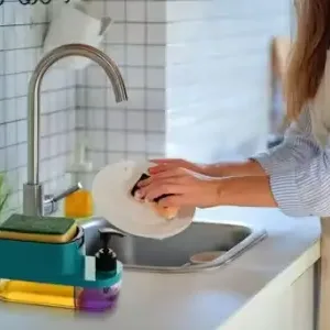 3 in 1 Soap Pump Dispenser with Sponge Holder | Kitchen Dishwashing Liquid Dispenser | Sink Organizer for Kitchen & Bathroom | Pack of 1 ( default, OS )
