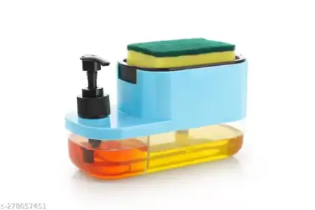 o4aRW4lkZEs9zOfOidHJUghMpUHlnaAkhKzzc6ho.webp 3 in 1 Soap Pump Dispenser with Sponge Holder | Kitchen Dishwashing Liquid Dispenser | Sink Organizer for Kitchen & Bathroom | Pack of 1 ( default, OS )