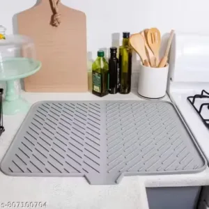 Silicone Dish Drying Mat with Drain Lip | Large Kitchen Counter Drying Mat for Dishes, Glasses & Utensils | Heat Resistant, Non-Slip Water Drain Tray Organizer for Sink & Countertop