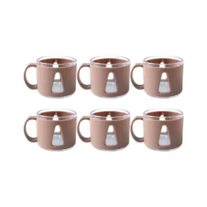 Premium Round Tea Cup Set with Handle (6 Piece Set) | Elegant Coffee & Tea Cups for Home, Office & Guests | Durable Stylish Serving Cups for Tea, Coffee & Hot Beverages