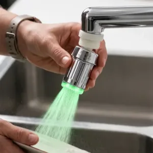 LED Light Dual Flow Faucet Tap Adapter with Splash Filter Aerator for Kitchen Sink, 1 Pc ( default, OS )