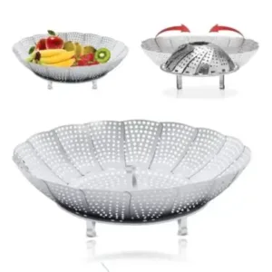 Steel Foldable Steam Basket – Vegetable Steamer & Kitchen Cooking Accessory ( default, OS )