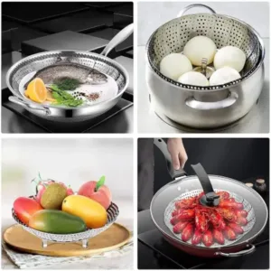Steel Foldable Steam Basket – Vegetable Steamer & Kitchen Cooking Accessory ( default, OS )