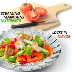 Steel Foldable Steam Basket – Vegetable Steamer & Kitchen Cooking Accessory ( default, OS )