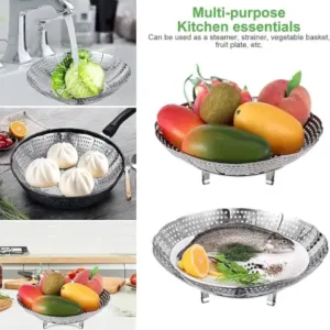 Steel Foldable Steam Basket – Vegetable Steamer & Kitchen Cooking Accessory ( default, OS )